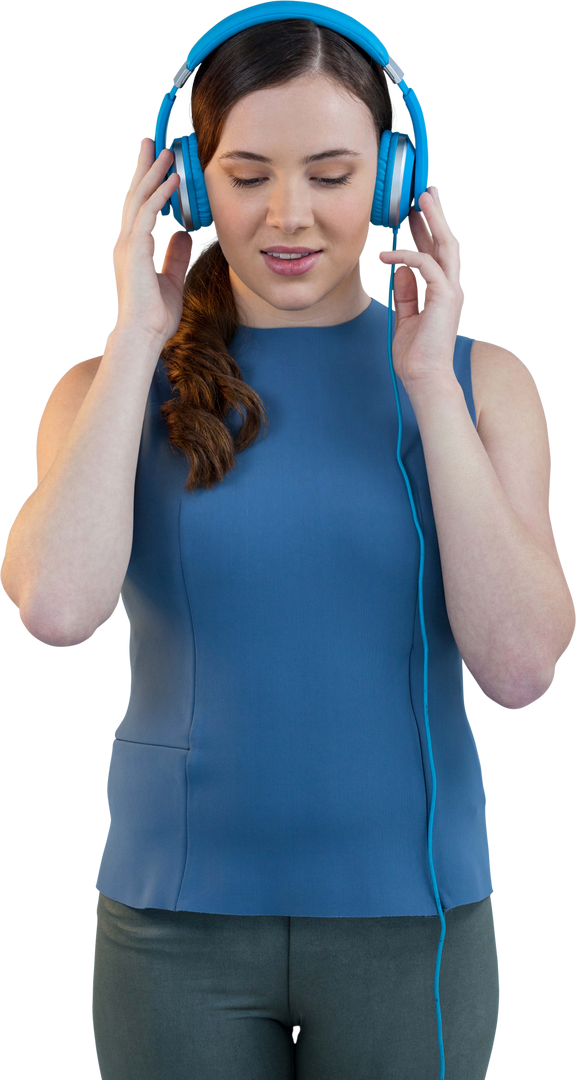 Transparent Young Woman Listening to Music with Headphones - Download Free Stock Images Pikwizard.com