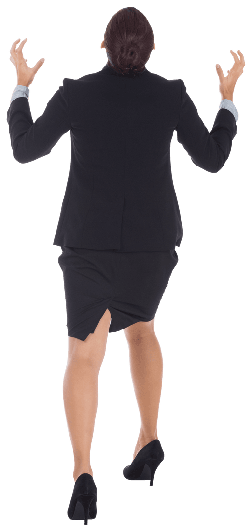 Transparent View of Businesswoman Expressing Frustration