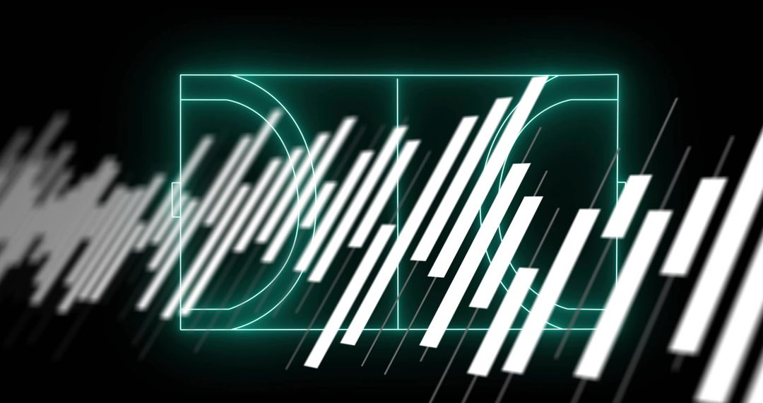 Neon teal frame emitting blurred white streaks and semicircular arcs for futuristic design