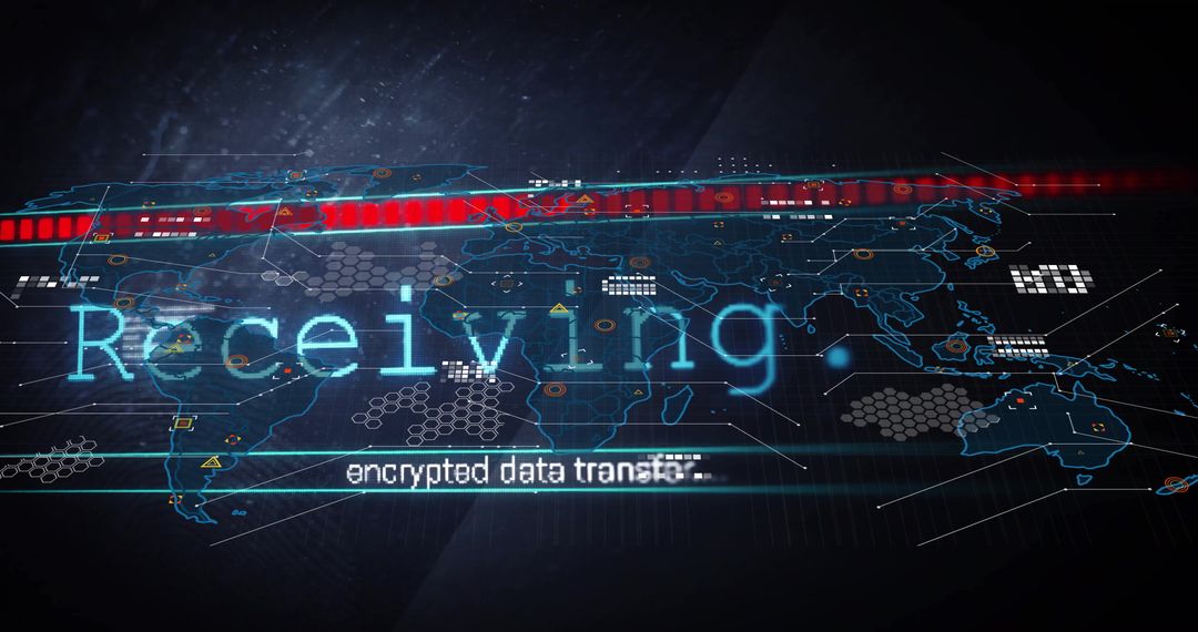 Global Encrypted Data Transfer Over World Map