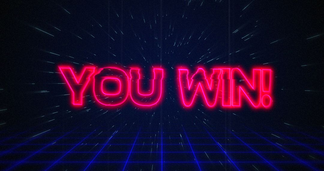 Retro Futuristic You Win Text with Glitch Effect