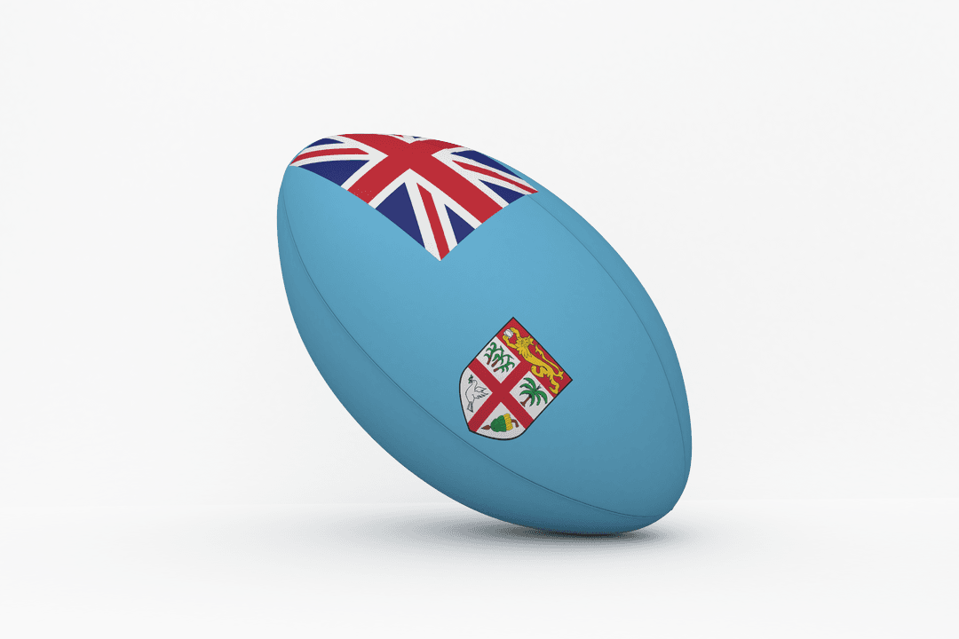 Rugby Ball Vector with Blue Background and Flag Design Transparent