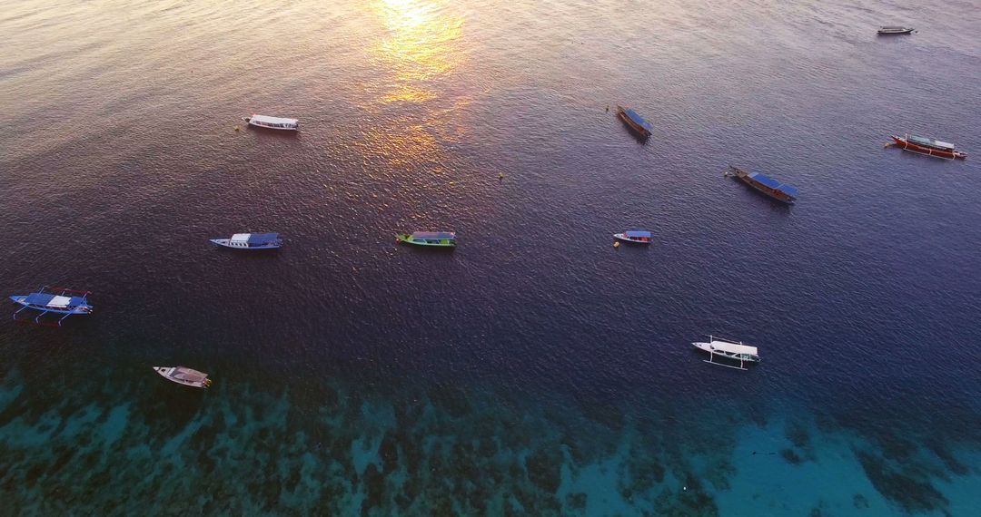 View of moored boat in sea at dawn 4k - Free Images, Stock Photos and Pictures on Pikwizard.com