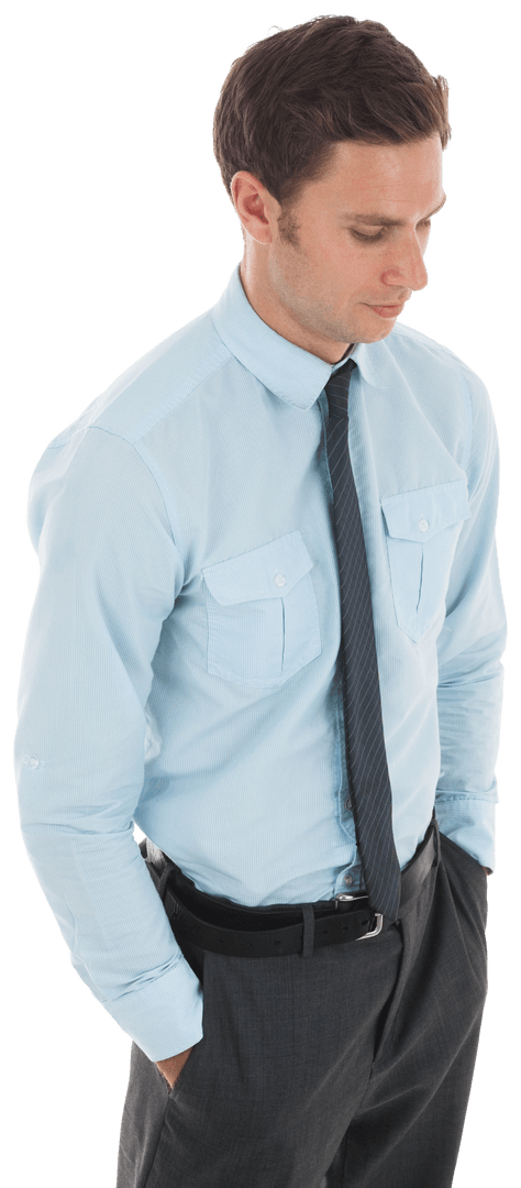 Transparent Image of a Serious Businessman in Formal Attire