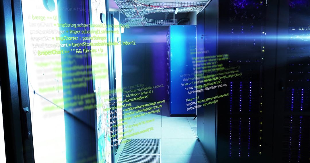 High-Tech Data Servers With Digital Code Overlay