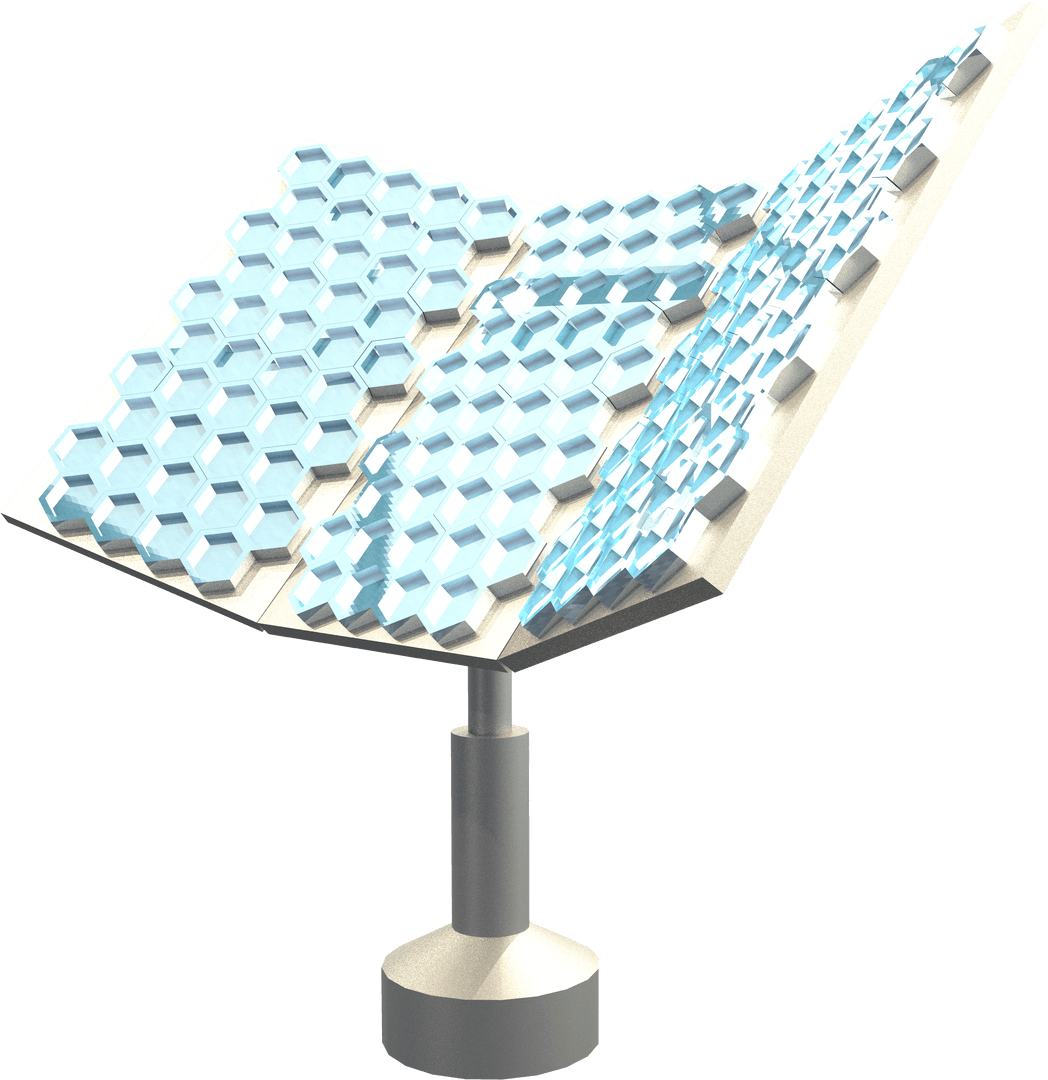 Transparent Hexagonal Solar Panel on Stand for Eco Innovations