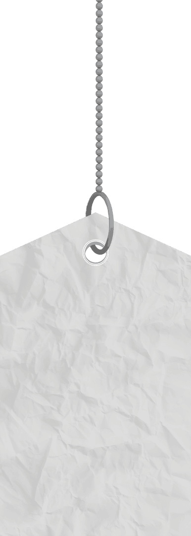 Crinkled Grey Label with Eyelet on Transparent Background