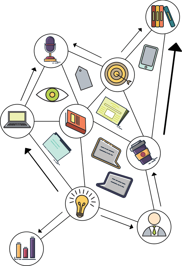 Transparent Business Concept Illustration with Mixed Icons