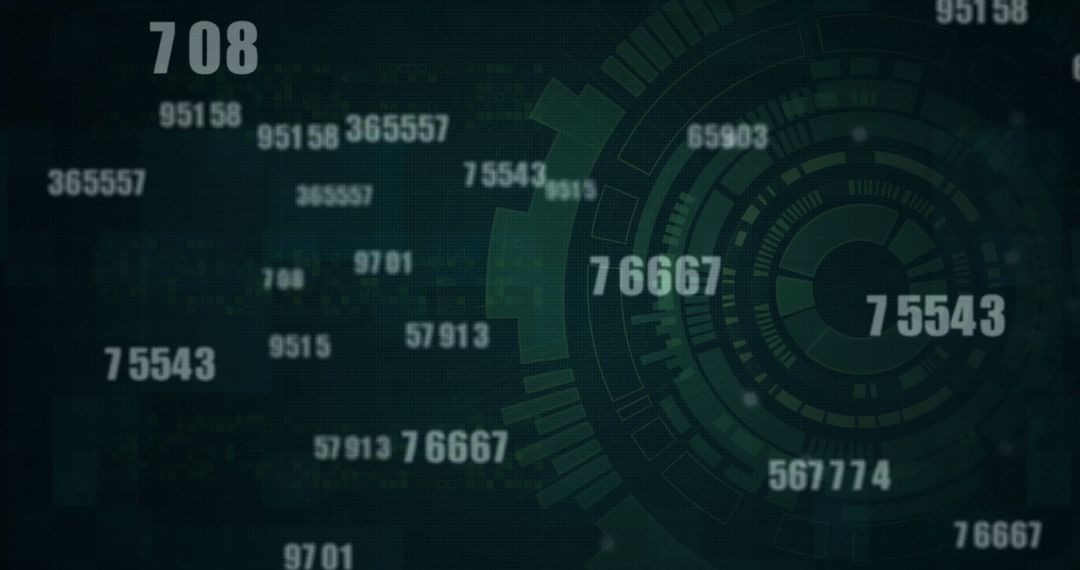 Futuristic Digital HUD Dashboard with Numeric Codes and Data