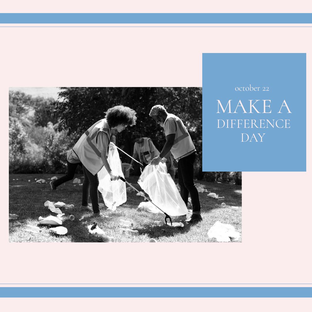 Diverse Volunteers Collecting Litter Outdoors