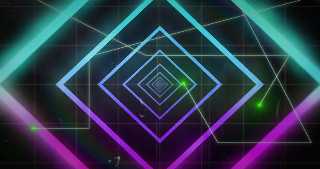 Glowing Diamond Tunnel with Futuristic Digital Network