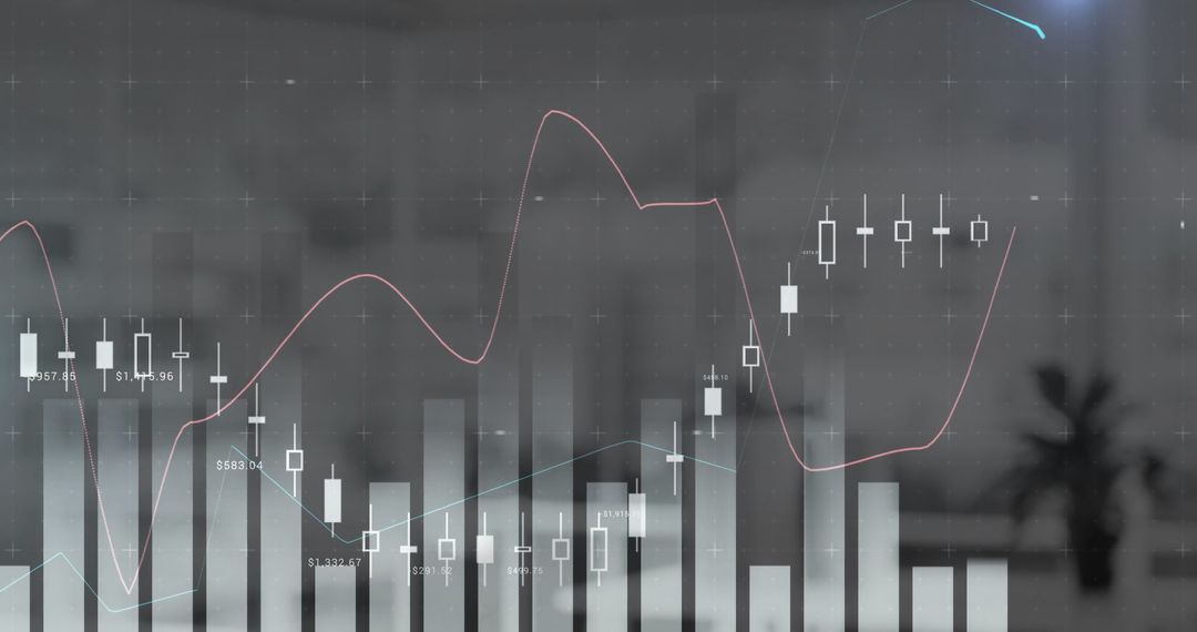Digital Chart Overlays in Empty Office Space