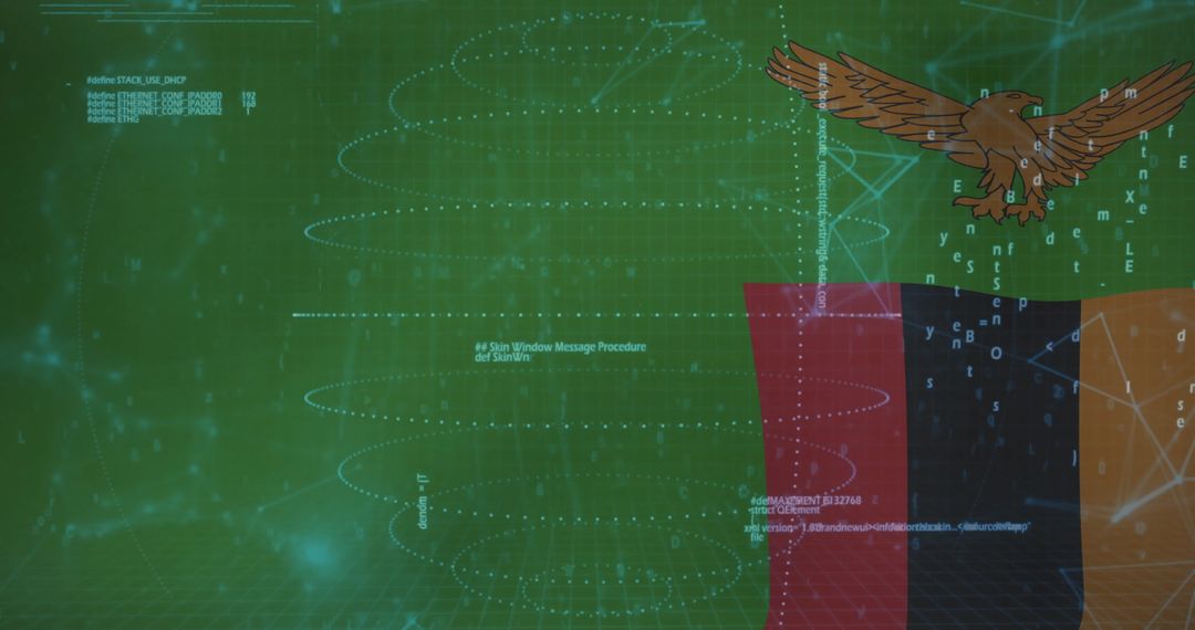 Futuristic Data Console with Eagle Emblem and Color Bars