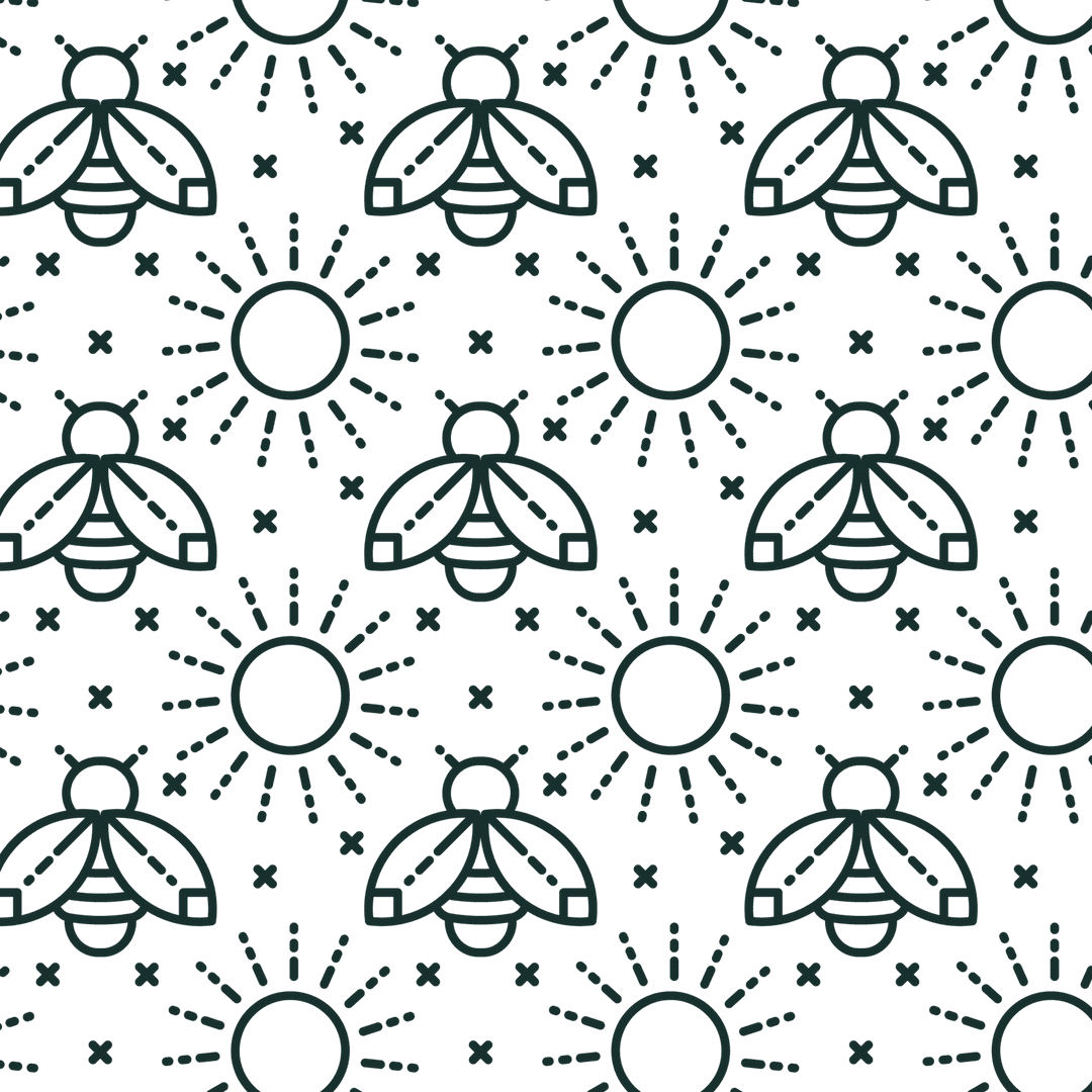 Seamless Insect and Sun Pattern on Transparent Background