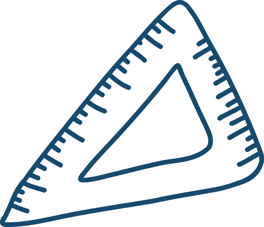Triangular ruler with transparent background and graduated markings