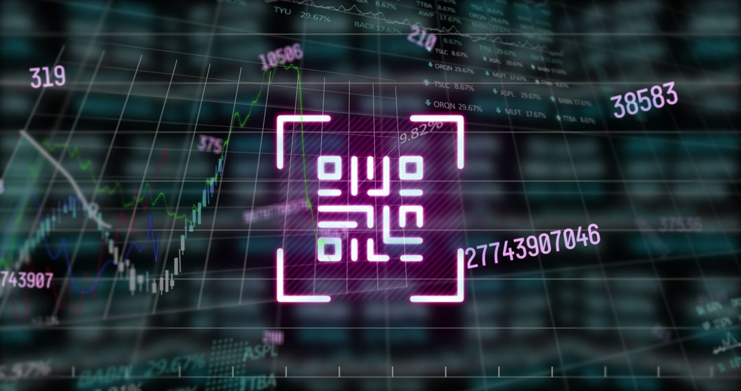 Digital Financial Data and QR Code Technology Concept