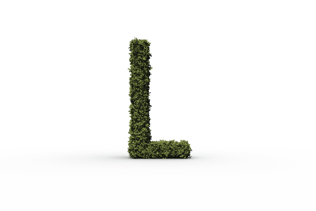 Green Letter L with Grass Design Transparent Background