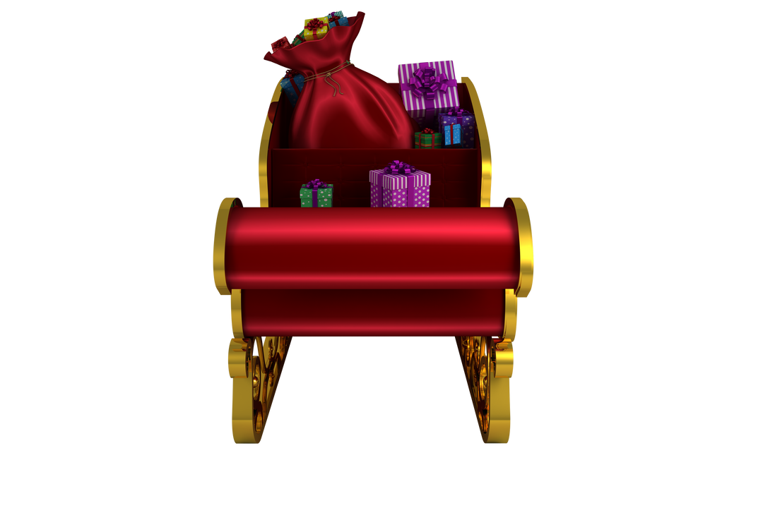 Transparent Red and Gold Santa Sleigh with Presents for Christmas - Download Free Stock Images Pikwizard.com