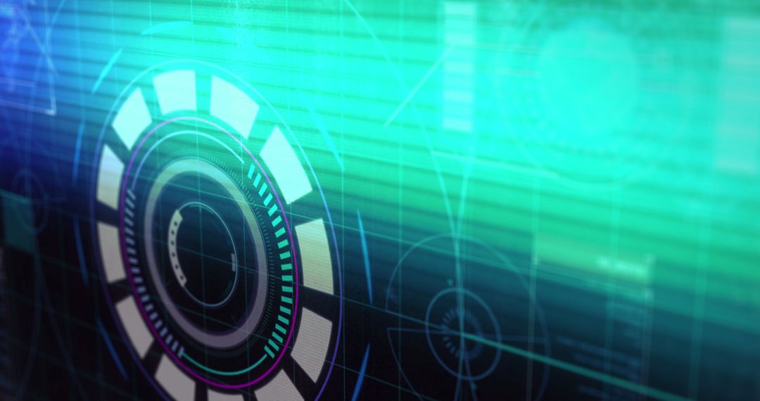 Futuristic Neon Interface with Digital Data Processing