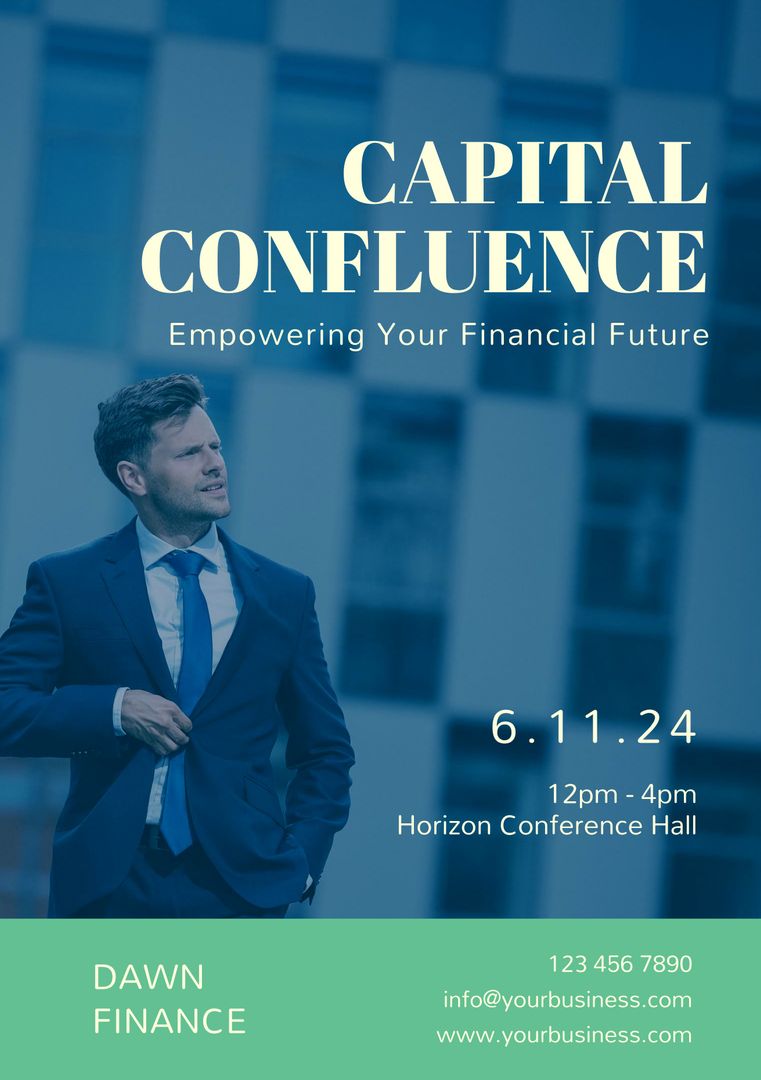Confident Businessman Promoting Financial Conference Event - Download Free Stock Templates Pikwizard.com