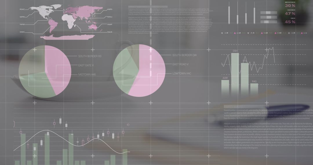 Digital Business Infographic with Desk Elements Overlay