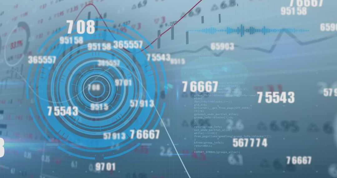 Futuristic digital interface with data analytics in motion