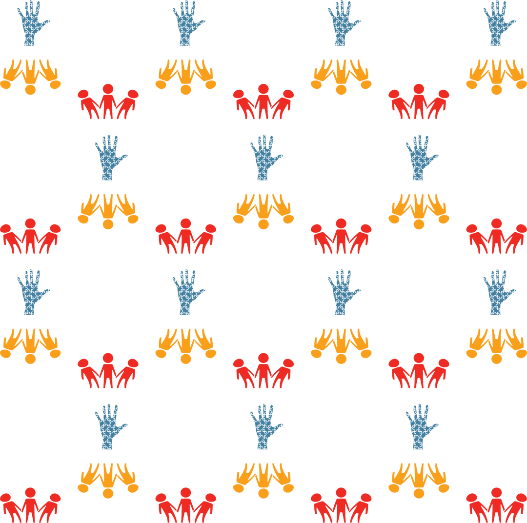 Colorful Hands and People Pattern on Transparent Background