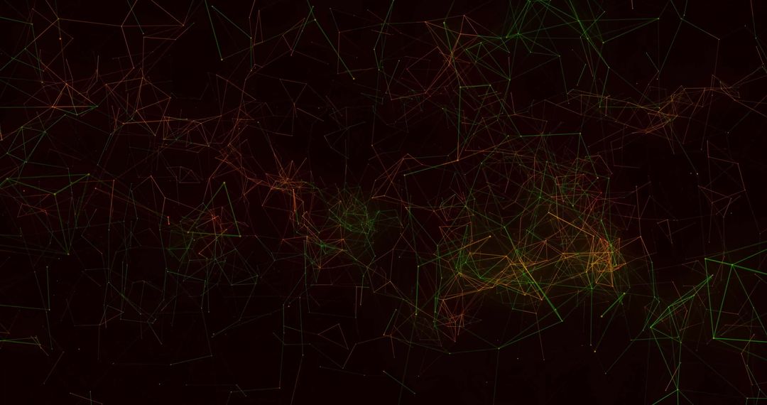 Abstract Network of Colorful Digital Lines on Black Background