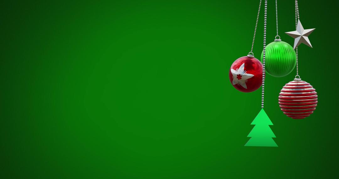 Festive Christmas Ornaments on Green Background - Free Images, Stock Photos and Pictures on Pikwizard.com