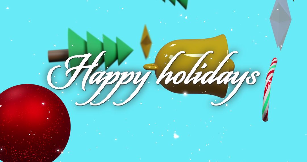 Festive Holiday Decor with Script Text on Blue Background