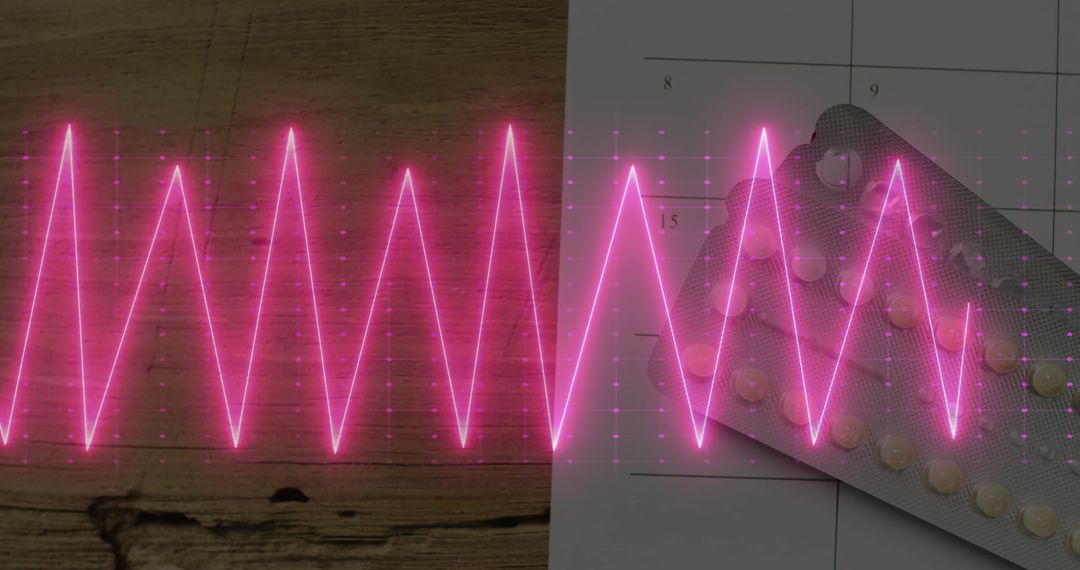 Conceptual Healthcare Image with Cardiograph and Pills