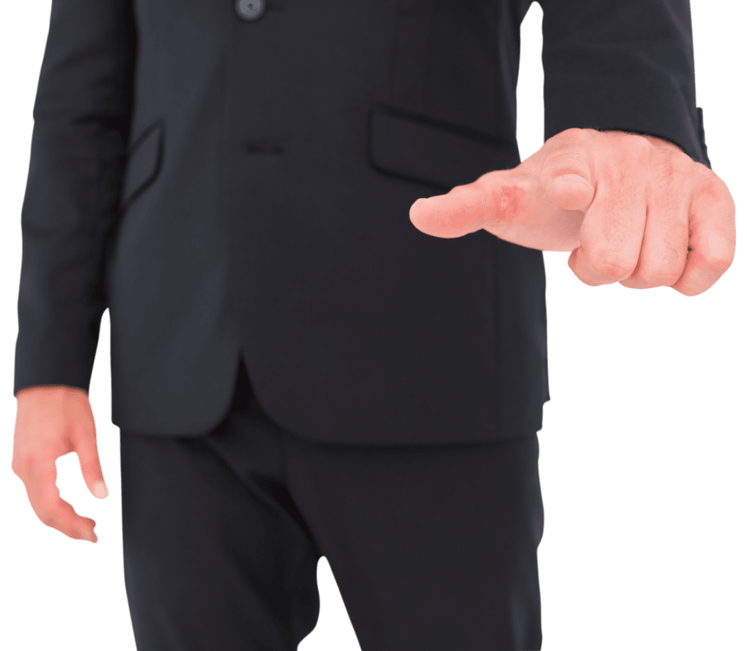 Transparent Background Businessman Pointing Finger Forward