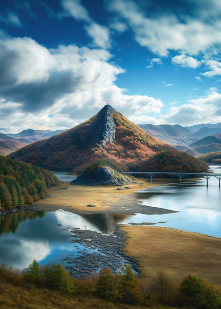 Breathtaking autumn landscape with mountain and lake - Free Images, Stock Photos and Pictures on Pikwizard.com