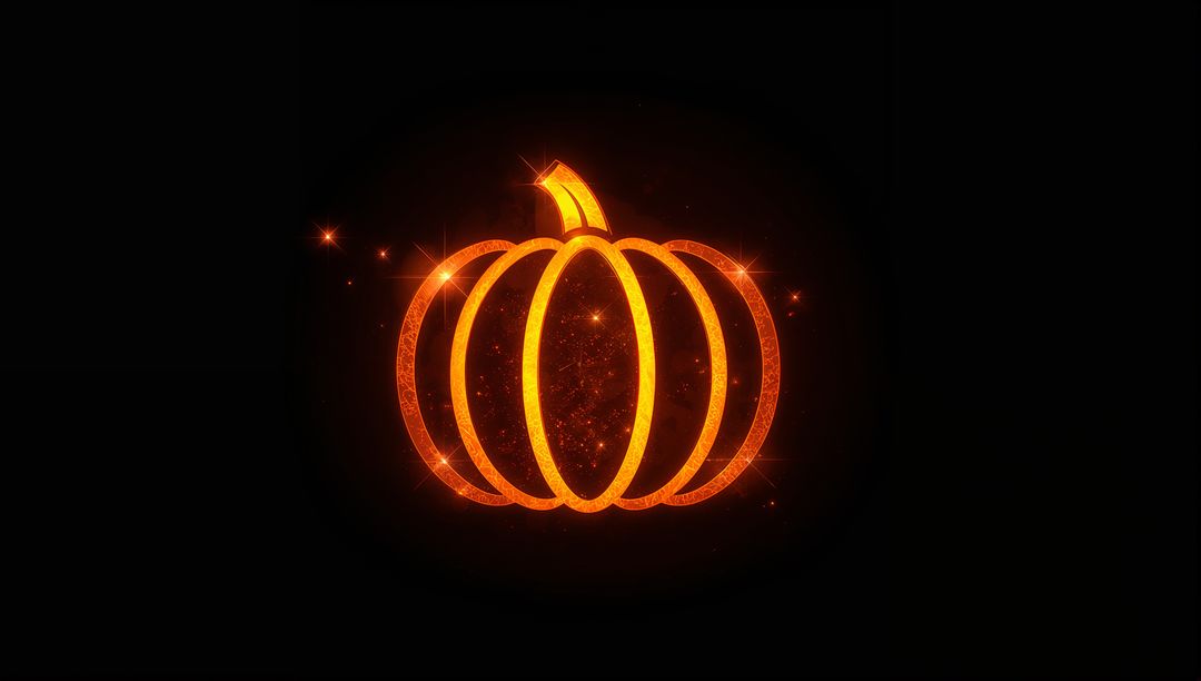 Glowing Pumpkin Outline with Cosmic Sparkles in Dark Void