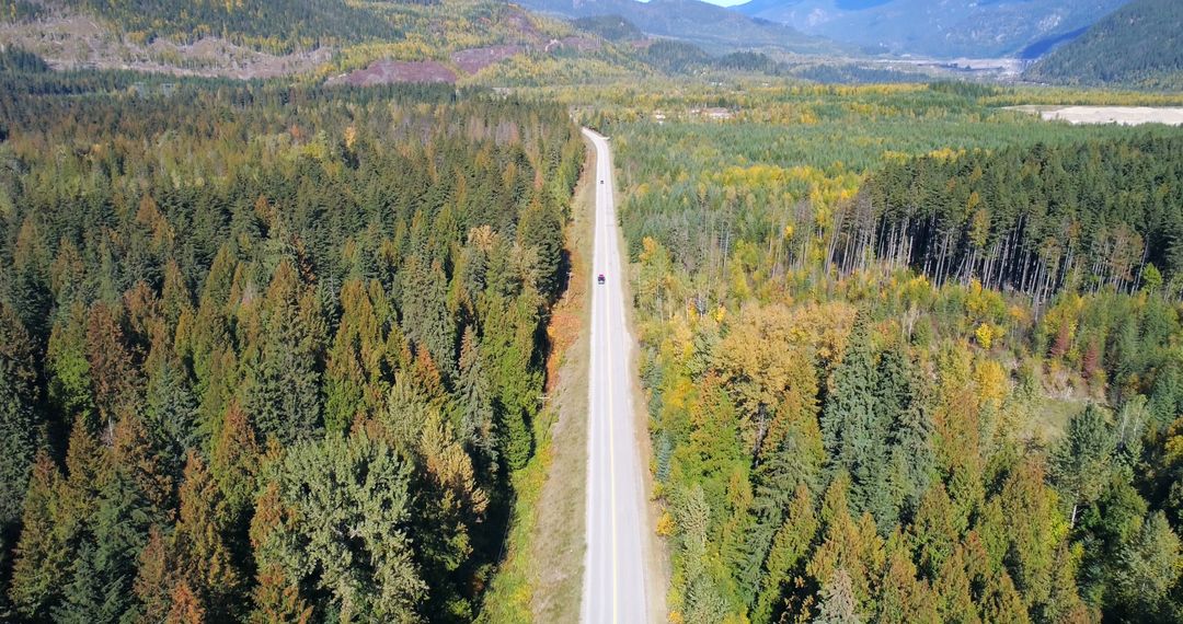 Aerial View of Scenic Road Through Lush Forested Mountains - Free Images, Stock Photos and Pictures on Pikwizard.com