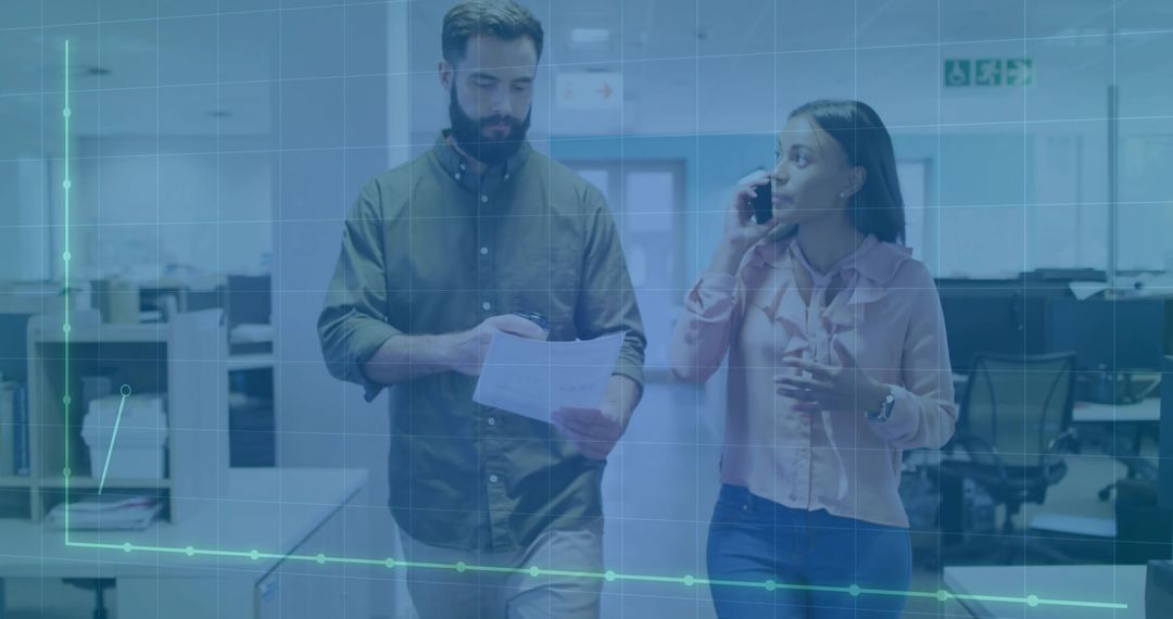 Collaborative Colleagues Analyzing Data in Modern Office Environment