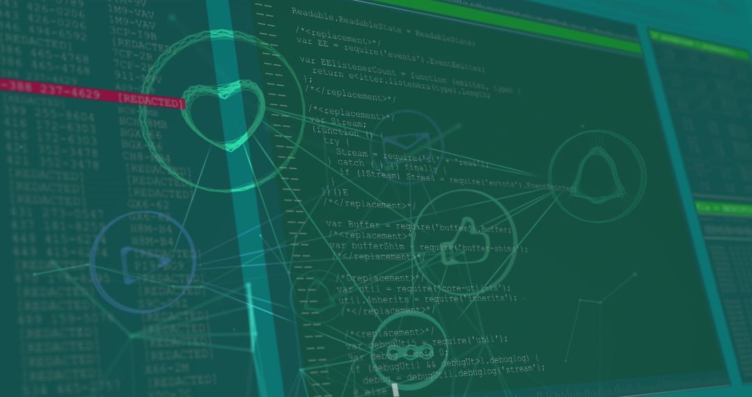 Futuristic Digital Interface with Coding and Technological Icons