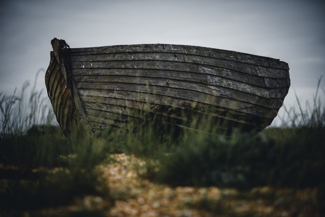 Abandoned Wooden Boat on Grass Field - Free Images, Stock Photos and Pictures on Pikwizard.com