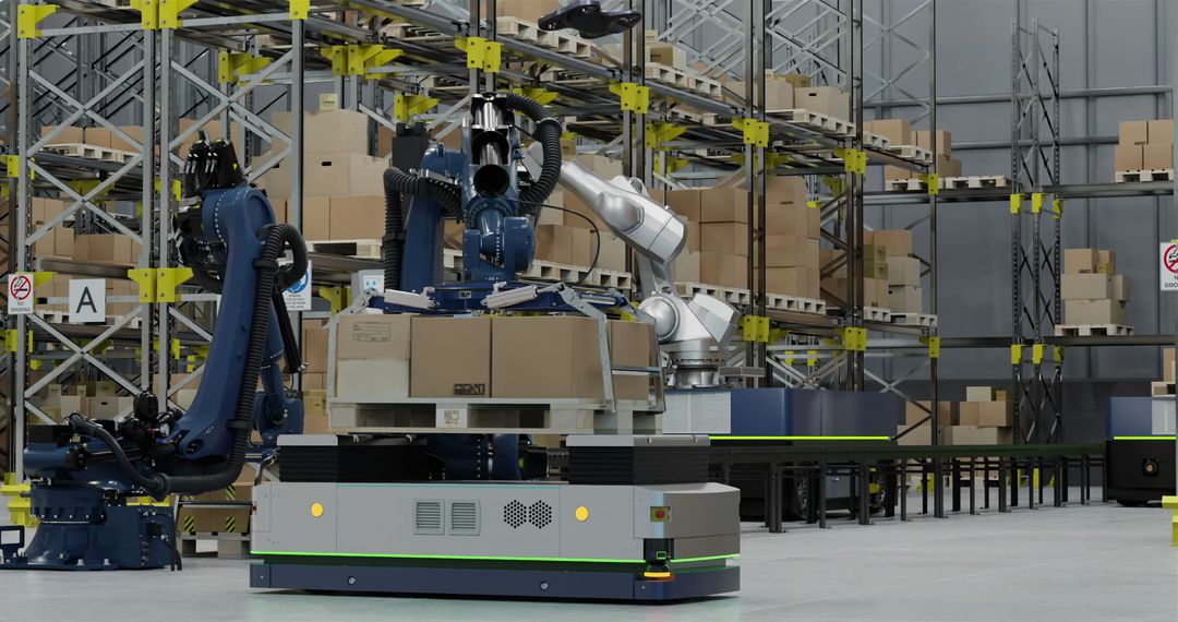 Automated Warehouse with Robots Handling Logistics