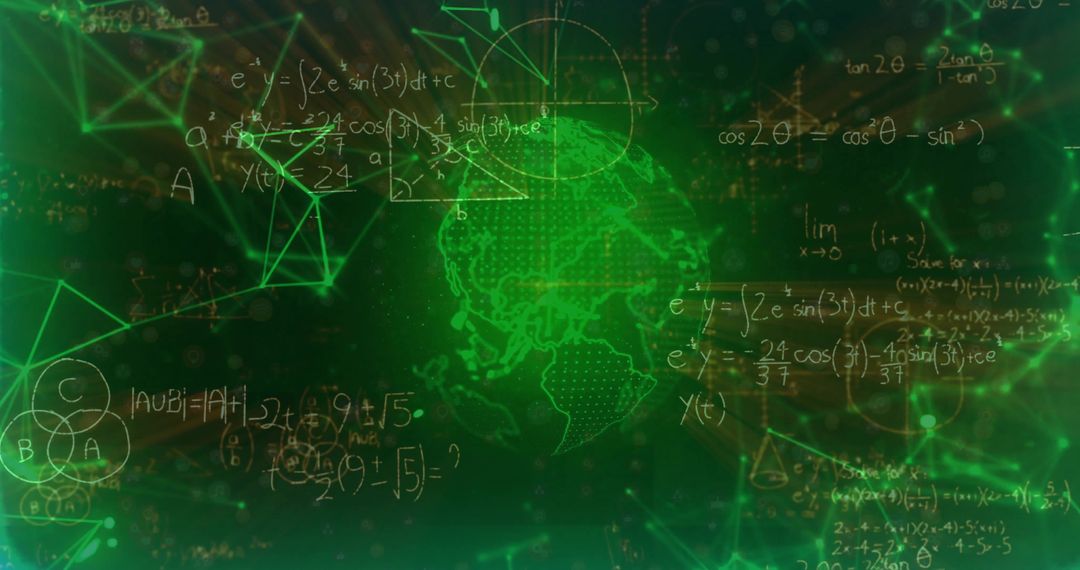 Futuristic Globe with Mathematical Equations and Geometric Nodes