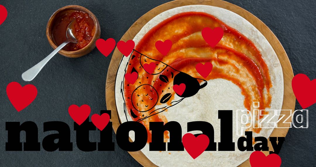 National Pizza Day Festival with Heart Design and Pizza Base