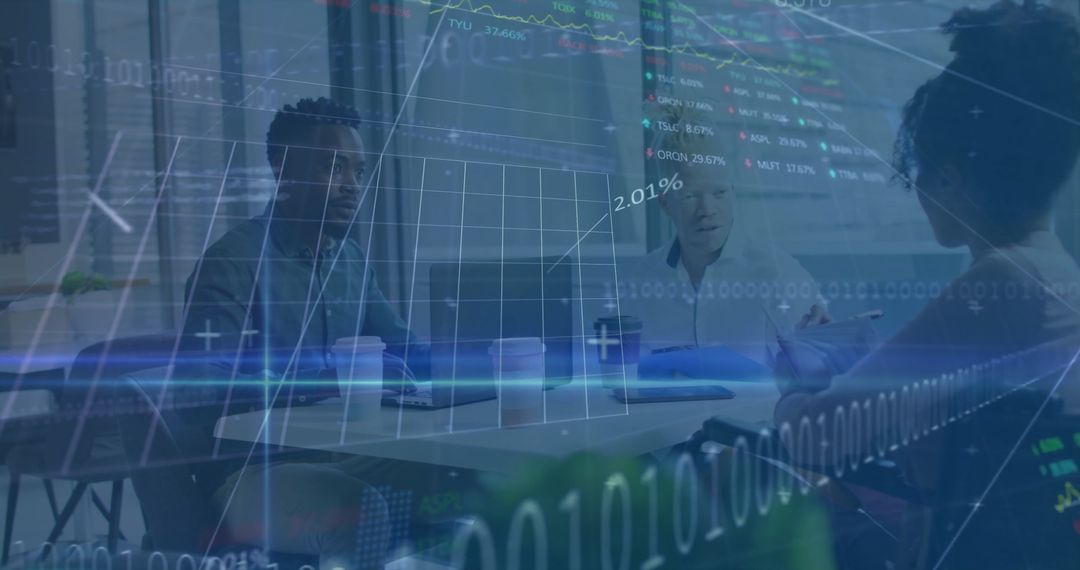 Digital Data Analytics in Business Meeting with Diverse Team