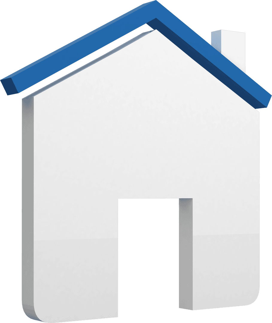 Transparent Home Icon with Blue Roof for Web Design