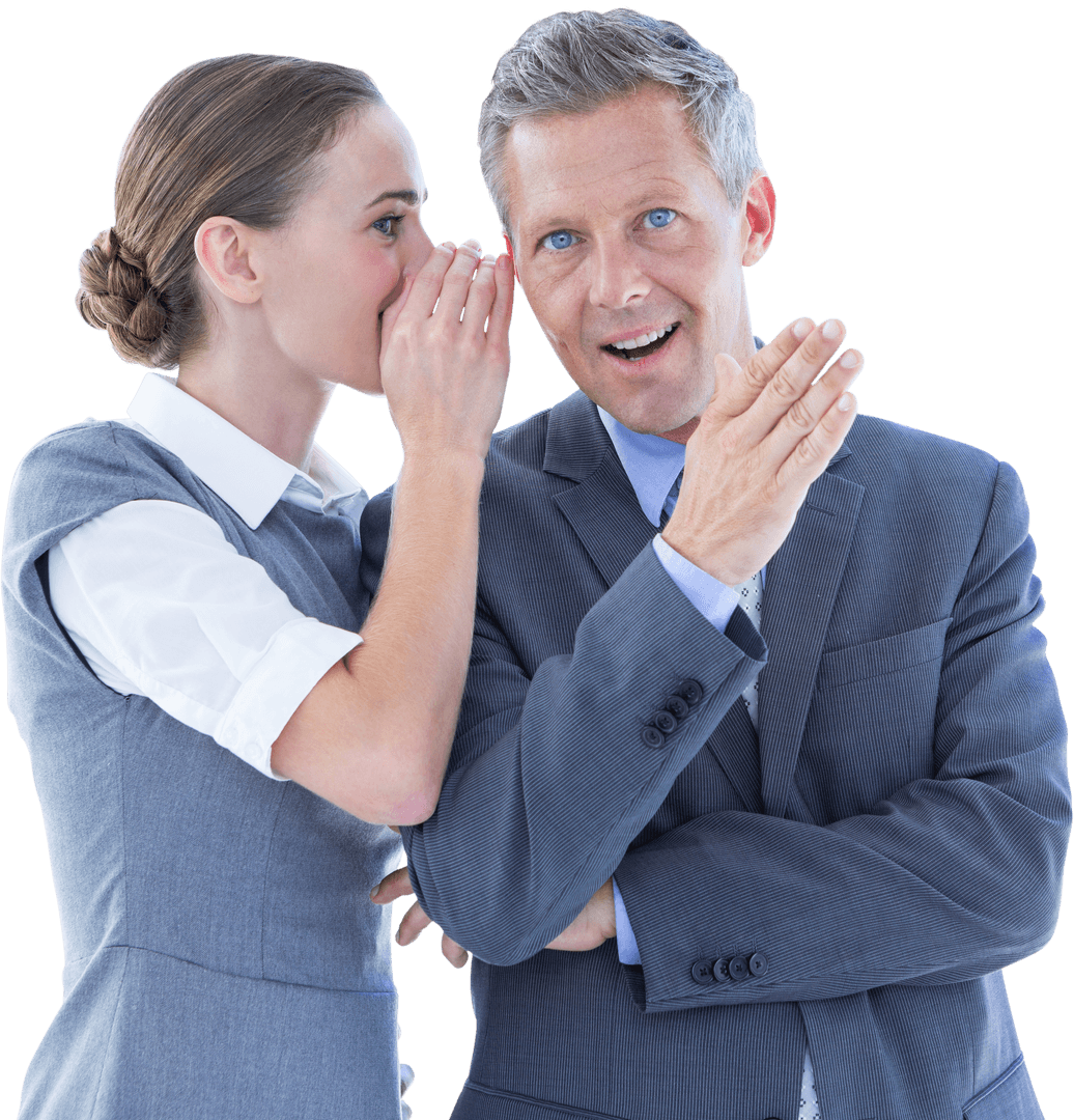 Colleagues Sharing Secrets on Transparent Background