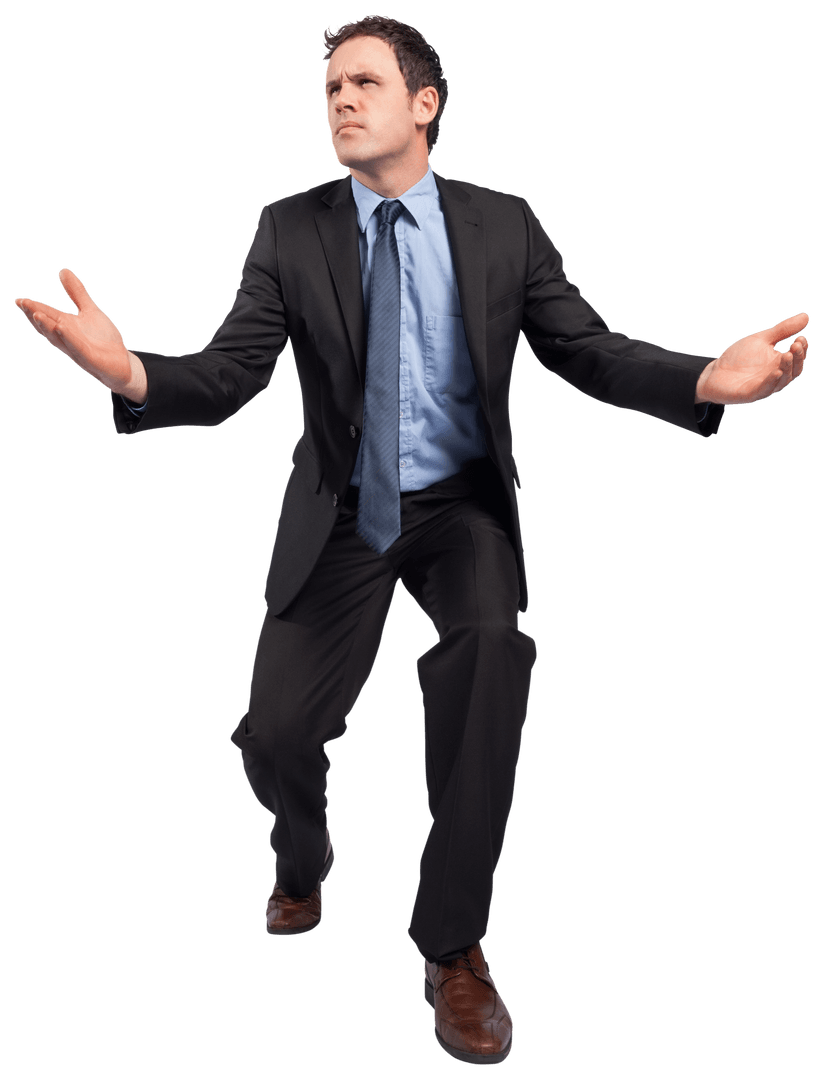 Transparent Upset Businessman Dramatic Gesture