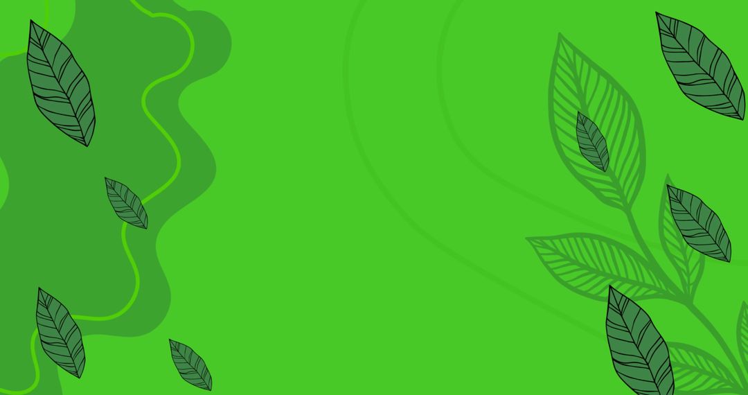 Abstract Green Background with Leaf Illustrations