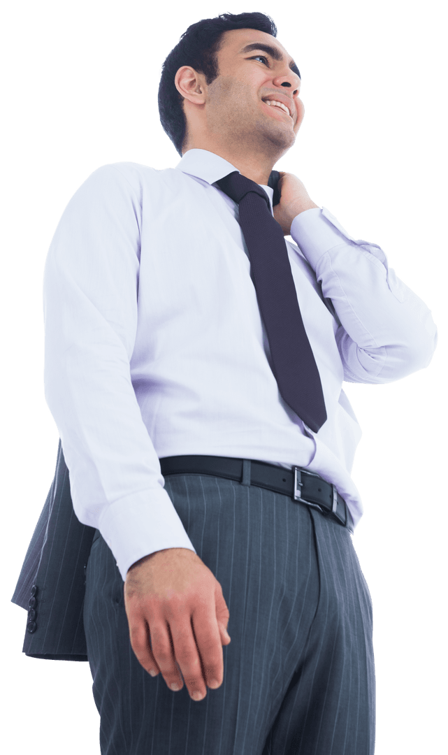 Biracial Businessman Smiling While Holding Jacket