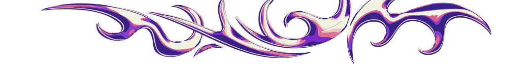 Purple Flame Swirl with Cream Tendrils on Transparent Background