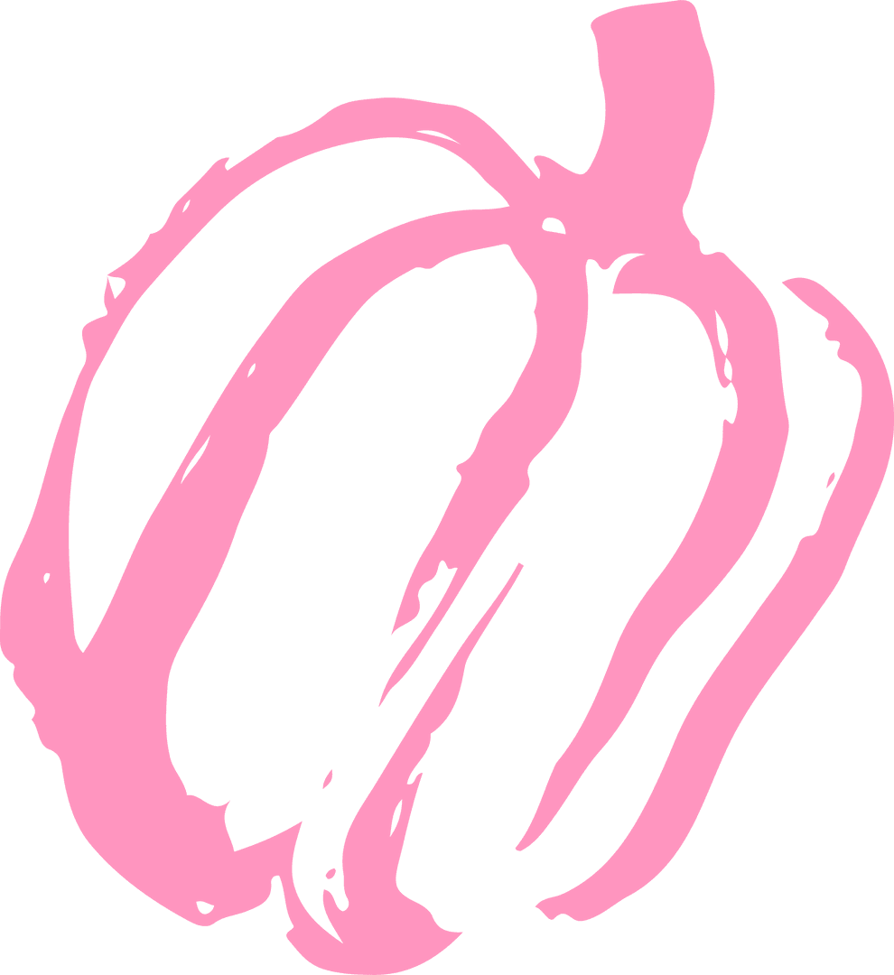 Pink Brush-Stroke Pumpkin Outline on Transparent Background