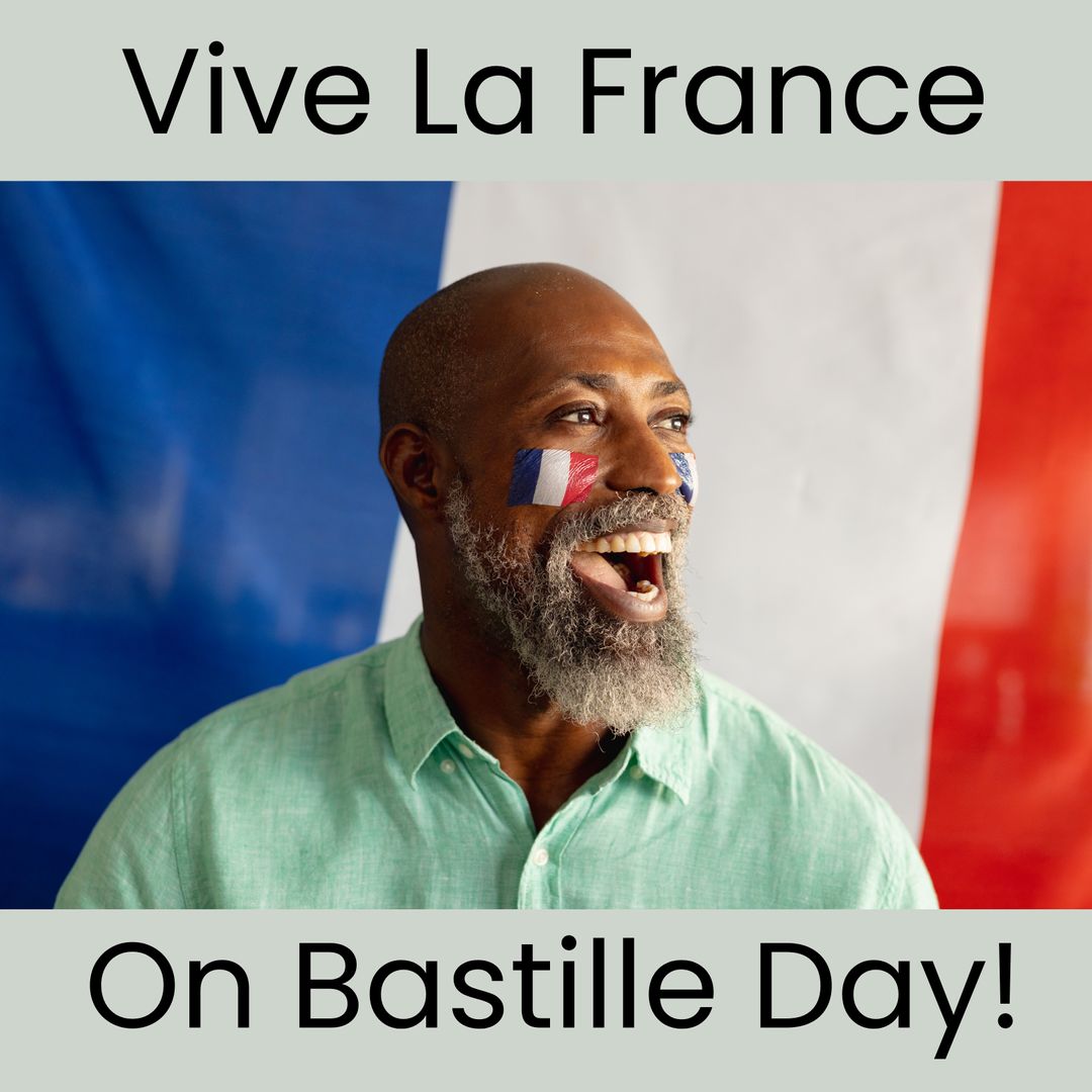 Joyful Bastille Day Celebration with French Flag Face Paint